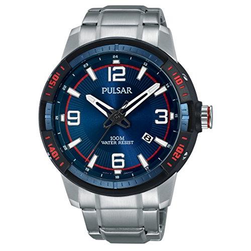 【良好品】 with Watch Quartz Analogue Unisex Pulsar Stainless 並行輸入品 PS9477X1 Strap Plated Steel 腕時計
