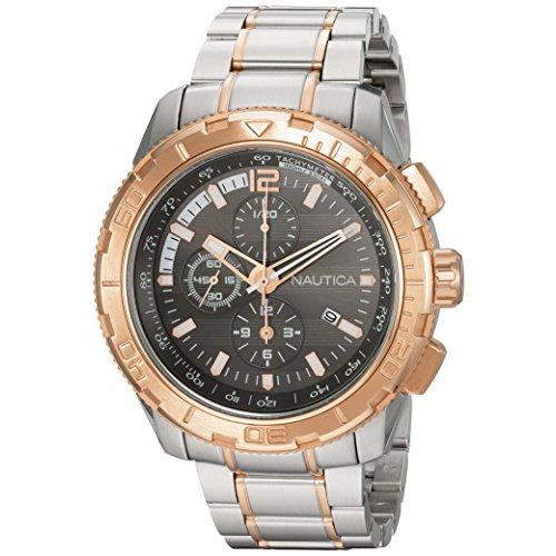 【海外限定】 Nautica Men's Chronograph Quartz Watch with Stainless Steel Strap NAD26503G 並行輸入品 腕時計