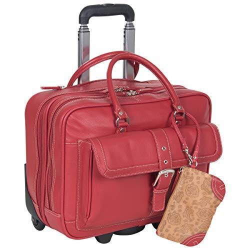 Heritage Lake View Leather Wheeled Business Case Briefcase, Red, One Size 並行輸入品