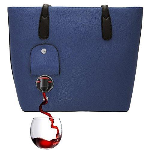 PortoVino Wine Handbag (Navy) - Fashionable Handbag With Hidden, Insulated Compartment, Holds 2 Bottles Of Wine! 並行輸入品