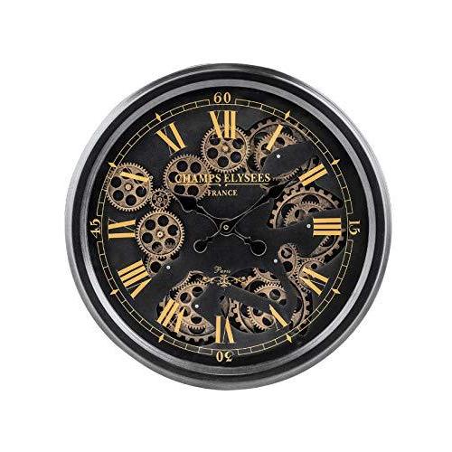 【驚きの価格が実現！】 Beautiful 52cm Wall Clock Moving Gears Clock Graphite Black & Gold Roman Numerals 並行輸入品 その他インテリア時計