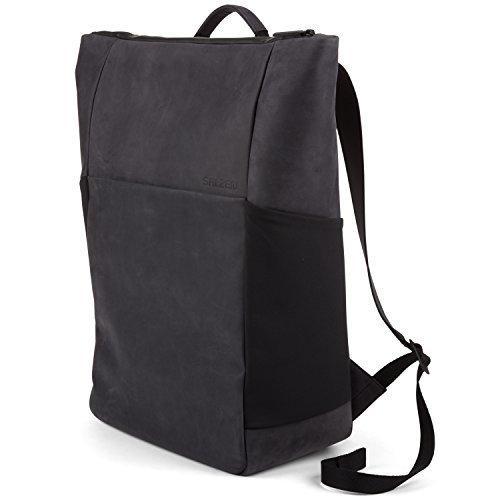 Salzen Sleek Line Nubuk Leather Casual Daypack， 48 cm， 17 liters， Black (Charcoal Black) 並行輸入品