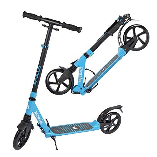 Apollo XXL Wheel Scooter 200 mm - Spectre Pro Blue is a City Scooter with Double Suspension, XXL City Scooter Foldable and Height-Adjustable, Kick Sco