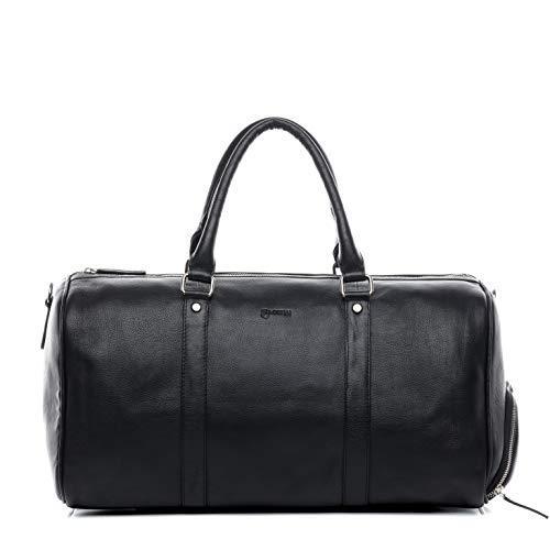BACCINI Travel Bag Holdall Florian Large Duffel Bag Real Leather cm Weekender Duffle Leather Bag Women and Men Black 並行輸入品