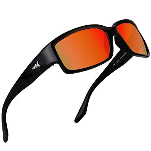 新作ウエア KastKing Skidaway Polarized Sport Sunglasses, Gloss Black Frame, Amber Scarlet Mirror 並行輸入品 サングラス