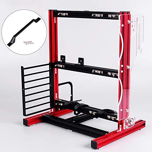 Kafuty PC Computer Case ATX/M-ATX/ITX Open Chassis Vertical Overclocking Open Aluminum Frame Chassis Rack with Handle Good Heat Dissipation(Red) 並