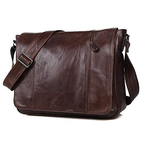 完売 XNAurora Full Grain Leather 13" Laptop Briefcase for Men Shoulder Bag Travel Messenger Handbag Waterproof,Brown 並行輸入品 ブリーフケース