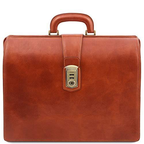 Tuscany Leather Canova Leather Doctor Bag Briefcase 3 compartments Honey 並行輸入品 ノートパソコンバッグ、ケース