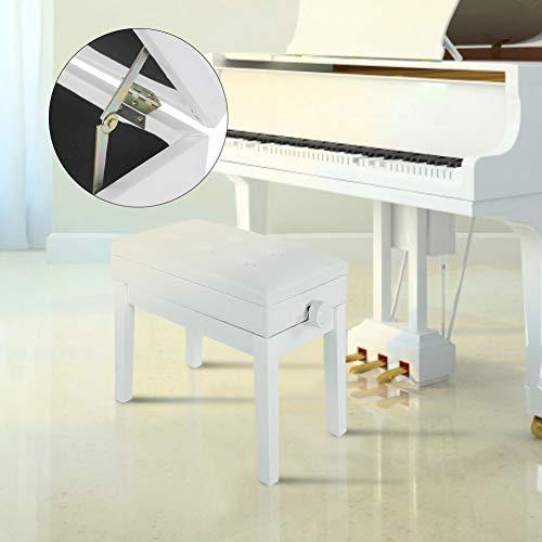 Piano Stool Height Adjustable Deluxe Wooden Piano Keyboard Bench Piano Chair Soft PU Leather Padded Seat Bench Single Chair with Storage for Home Stud