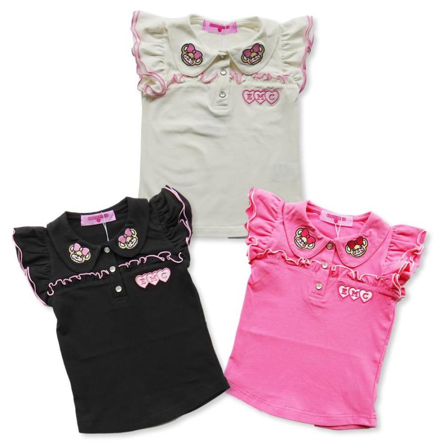 アースマジック Earthmagic 正規品 袖フリル ポロシャツ 襟付きシャツ 刺繍マフィー Tシャツ素材 子供服 女の子 女児 キッズ 白 シロ 黒 クロ ピンク 21春夏 21ss Birhday Online Yahoo店 通販 Yahoo ショッピング
