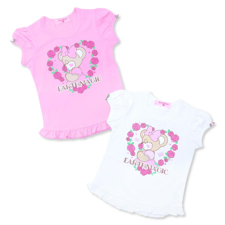 アースマジック EARTHMAGIC ローズ＆マフィー プリント Tシャツ 半袖  