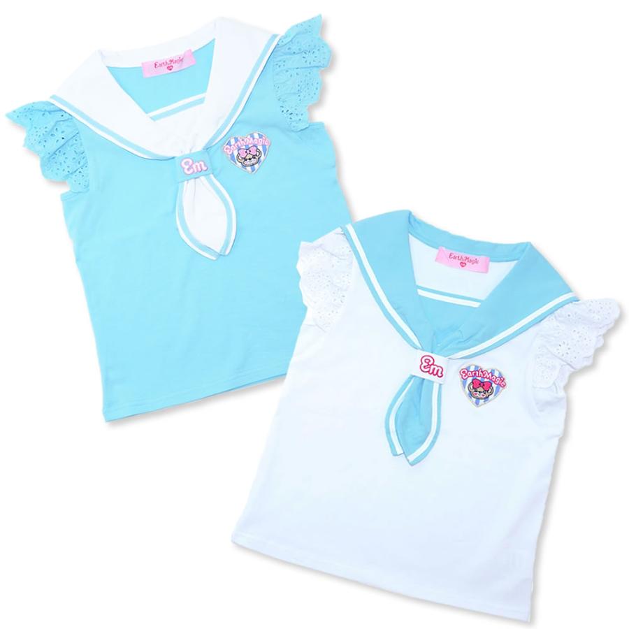 アースマジック EARTHMAGIC レース 袖 セーラーカラー Tシャツ tシャツ  