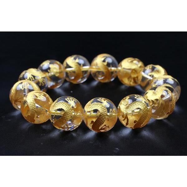 極太18mm 最高級!手彫り金龍 水晶数珠ブレスレット開運新品即決 : 悪党