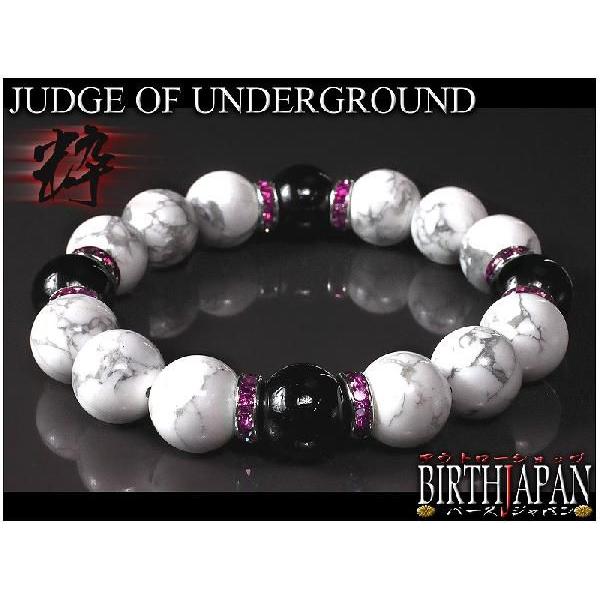 ポイント10倍 太め14mm ロンデル×オニキス&ハウライト数珠 ポイント10倍 太め14mm ロンデル×オニキス&ハウライト数珠