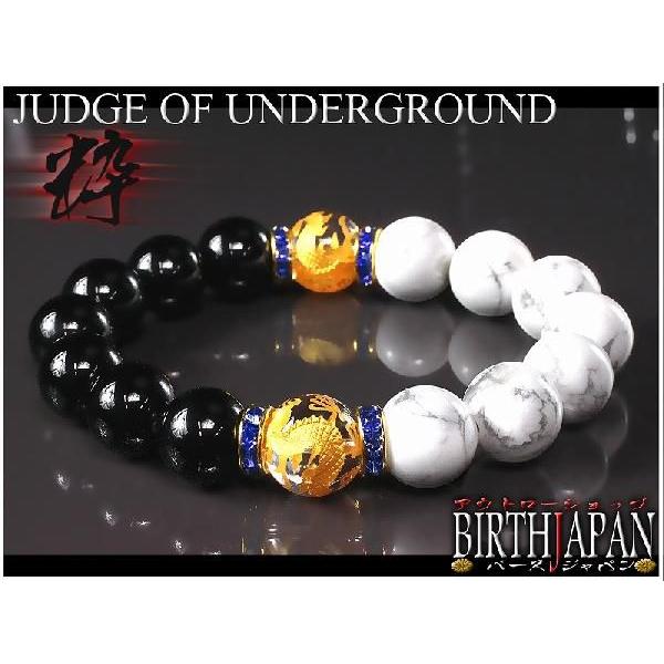 ポイント10倍 太め14mm ロンデル×金龍水晶&オニキス&ハウライト数珠 