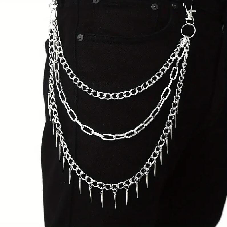 3連 トゲトゲ ウォレットチェーン 015 ストリート ダンス HIPHOP B系