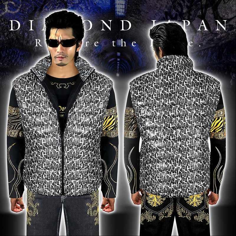 送料無料012白 DIAMOND JAPAN 蛇柄中綿ベスト ヘビ柄悪羅悪羅系オラオラ系ヤカラグヤクザヤンキーチンピラ暴走族ダウンジャケット風服 悪党の店 バースジャパン BIRTHJAPAN ポイント10倍 012白 ダウンジャケット並みの防寒性能 -DIAMOND JAPAN