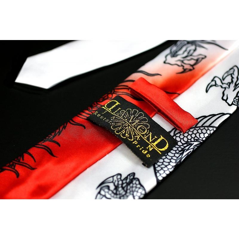 白×赤 龍柄 □ ネクタイ ヤクザ ヤンキー オラオラ系 悪羅悪羅 メンズ