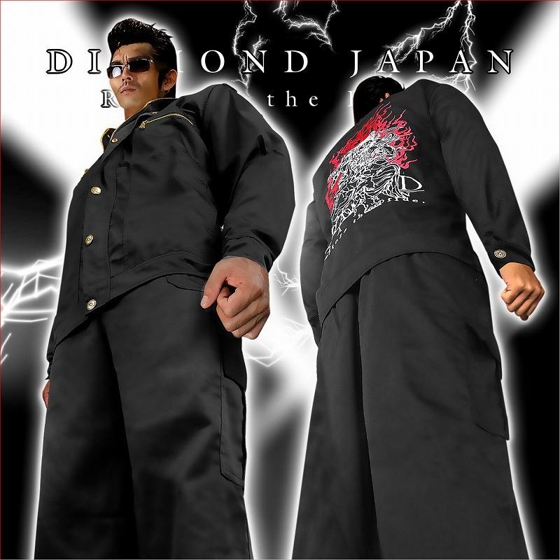 ジャンバ-ス-ツ麻上下セット 昭和 当時物 不良 ヤンキ- ヤクザ チンピラ 長袖 作業服 作業着 上下セット 不動明王刺繍 オラオラ系 悪羅悪羅系