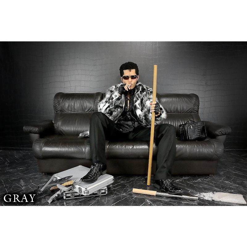 送料無料 ポイント2倍 ハーフ丈ファーコート グレー 服 オラオラ系 悪