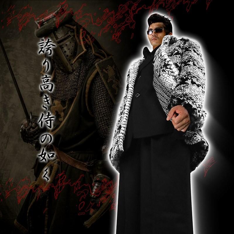 ポイント10倍 蛇柄ファー ハーフ丈コート 白&times;黒 服 オラオラ系 悪羅悪羅系 ヤクザ ヤンキー チョイ悪 チョイワル 派手 防寒 秋冬物