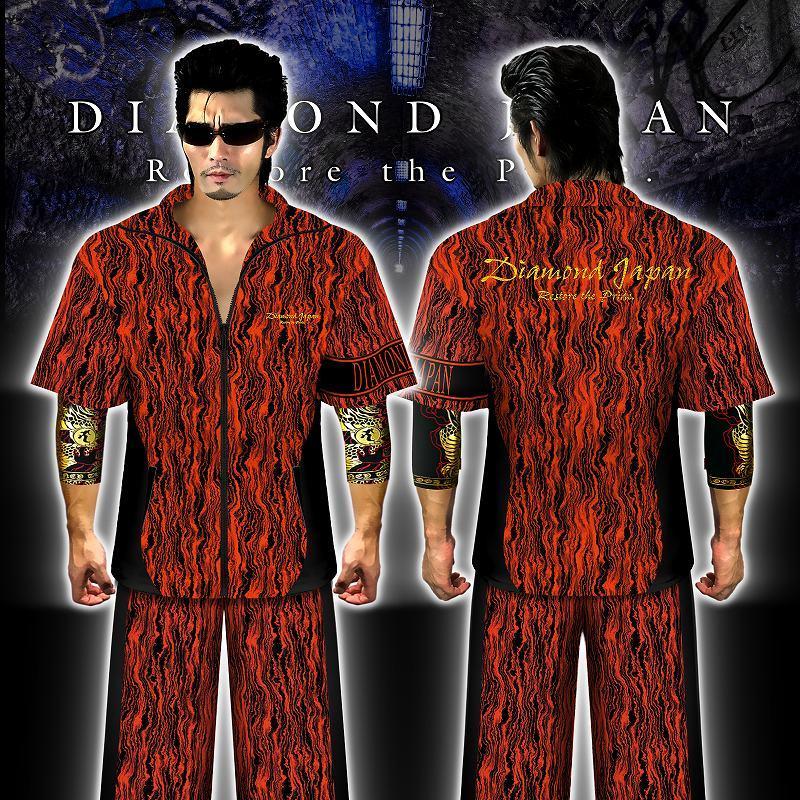 刺繍入り まだら模様 半袖 セットアップ ジャージ 総柄 赤×黒 ヤクザ ヤンキー オラオラ 悪羅悪羅 オラオラ系 上下 服 DJ-144 派手 夏物 悪党の店 バースジャパン BIRTHJAPAN 刺繍入り まだら模様 半袖 セットアップ ジャージ 総柄 赤×黒 ヤクザ