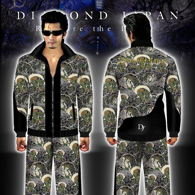 Decoja デゴジャ　和柄風神雷神　サイクルジャージ　上下　XXL メンズ セットアップ ジャージ オラオラ系 メンズ ファッション ヤクザ 長袖