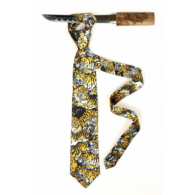 ネクタイ DIAMOND JAPAN 和柄 百虎 dj-170 黒 黄 紳士 結婚式 二次会