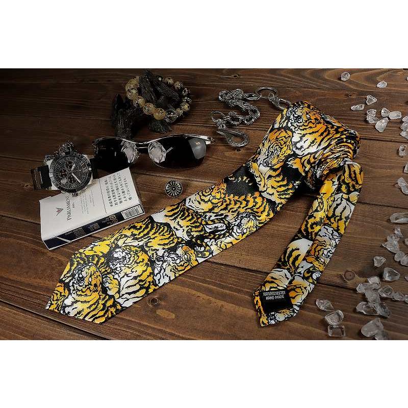 ネクタイ DIAMOND JAPAN 和柄 百虎 dj-170 黒 黄 紳士 結婚式 二次会