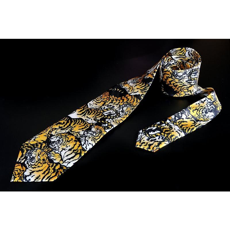 ネクタイ DIAMOND JAPAN 和柄 百虎 dj-170 黒 黄 紳士 結婚式 二次会