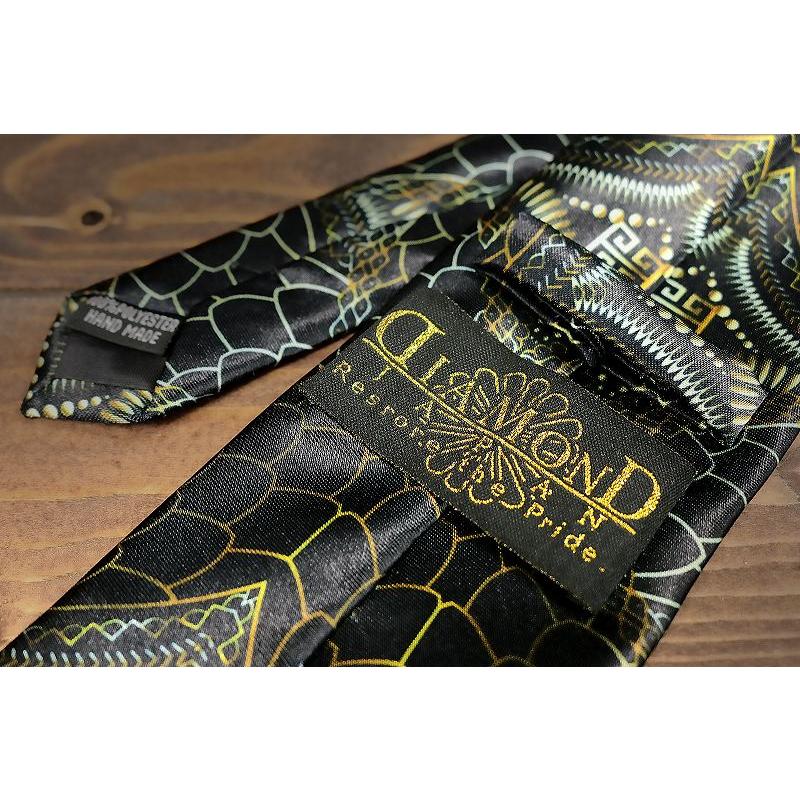 箱付　極美品　プラダ　ネクタイ　黒・金　シルクジャガード　派手　結婚式 Ebony Silk tie | PRADA