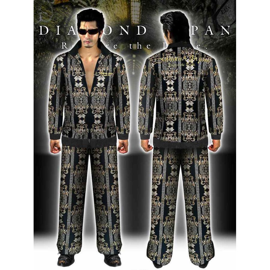 ダマスク総柄 黒 金 長袖 セットアップ ジャージ 服 DIAMOND JAPAN dj