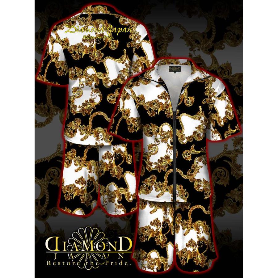 半袖 セットアップ ジャージ バロック総柄 白 DJ-193 DIAMOND JAPAN