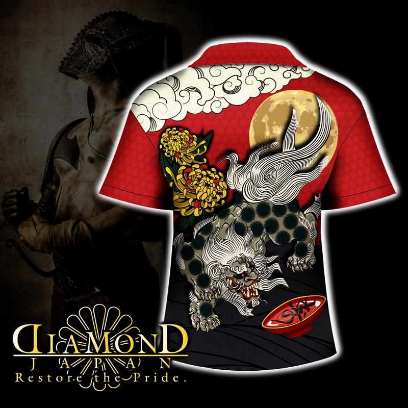 アロハシャツ 和柄 唐獅子に月見酒 花札 盆 菊 ヤクザ ヤンキー