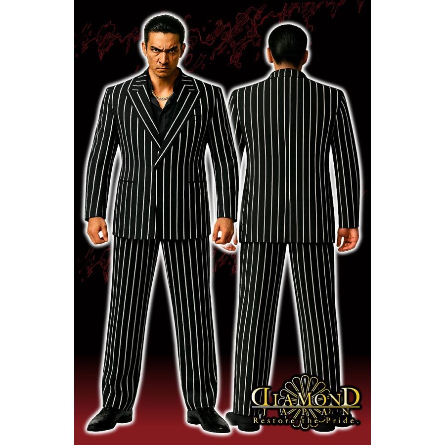 シングルスーツ ブラック×太線ストライプ 黒 白 ヤクザ ヤンキー