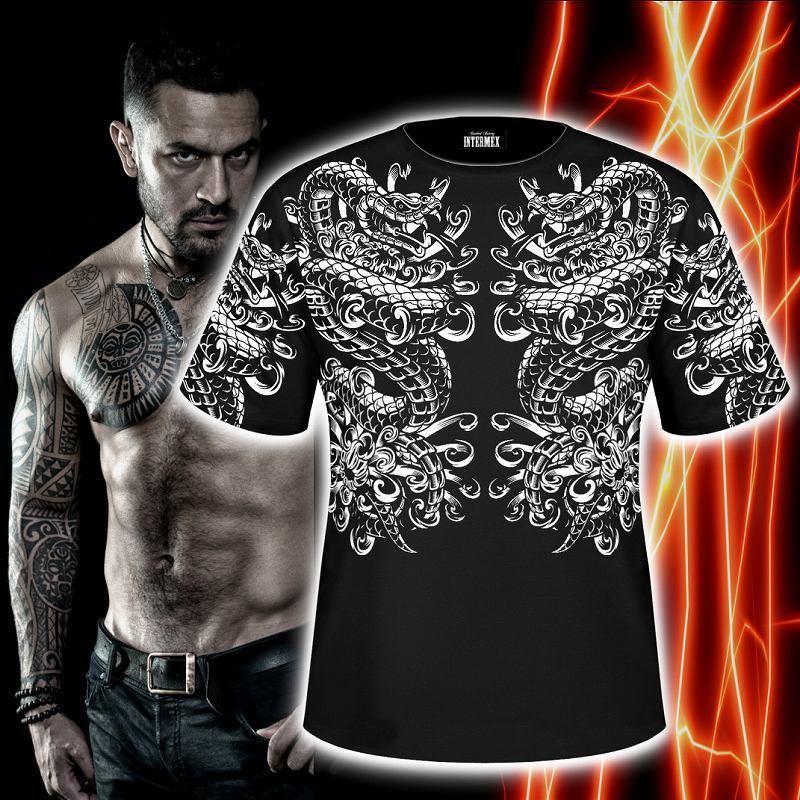 半袖 Tシャツ 服 侍スカル 骸骨 コブラ 蛇 黒 白 ギャング バイク乗り