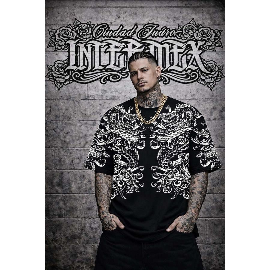 半袖 Tシャツ 服 侍スカル 骸骨 コブラ 蛇 itm-010黒 白 ギャング