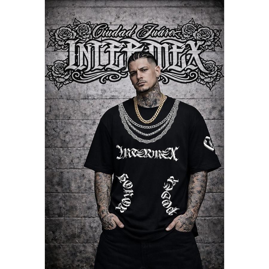 半袖 Tシャツ 服 羽スカル チェーン itm-014黒 白 ギャング バイカー B