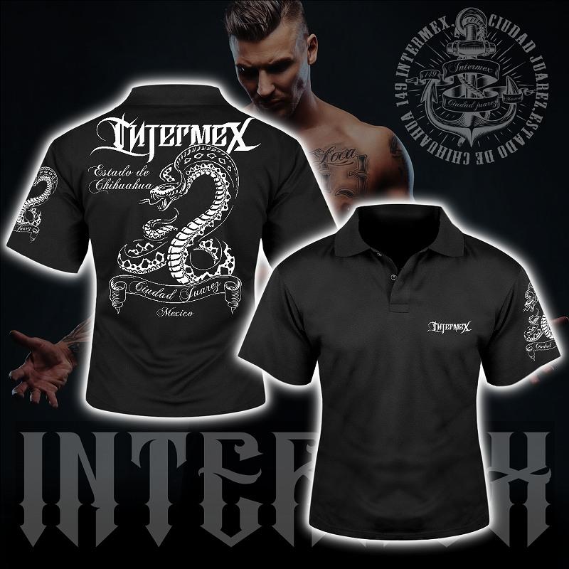 半袖 ポロシャツ 服 コブラ 蛇 パイソン itm-015黒 白 ギャング