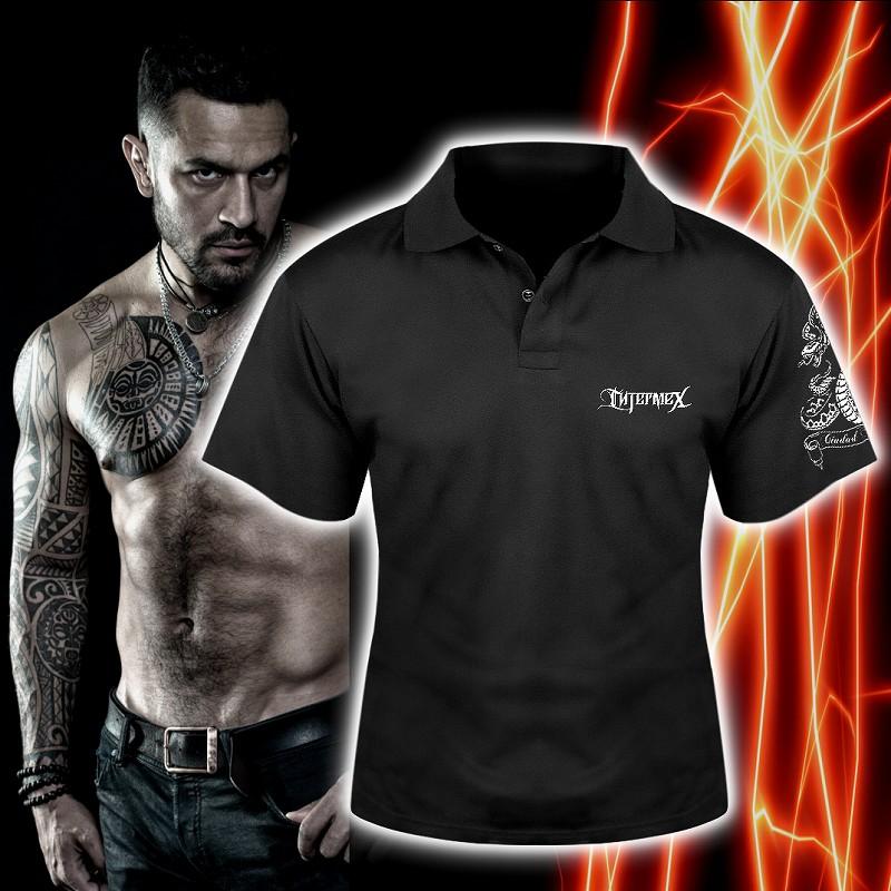 半袖 ポロシャツ 服 コブラ 蛇 パイソン itm-015黒 白 ギャング