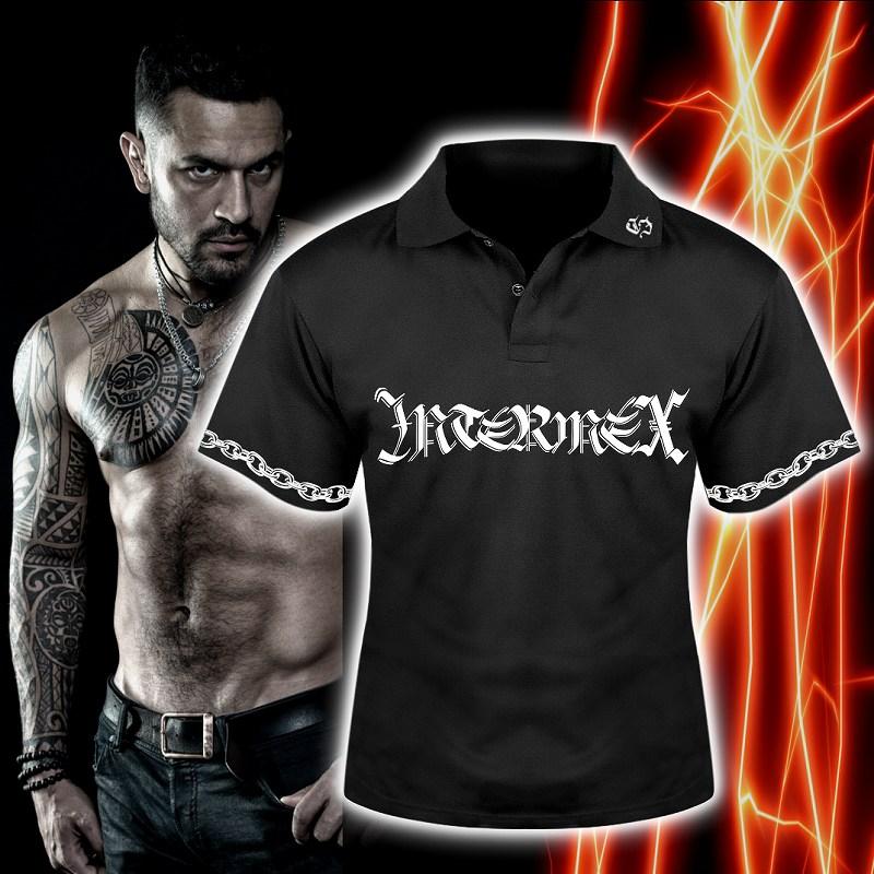 半袖 ポロシャツ 服 バットスカル itm-016黒 白 ギャング バイカー B系