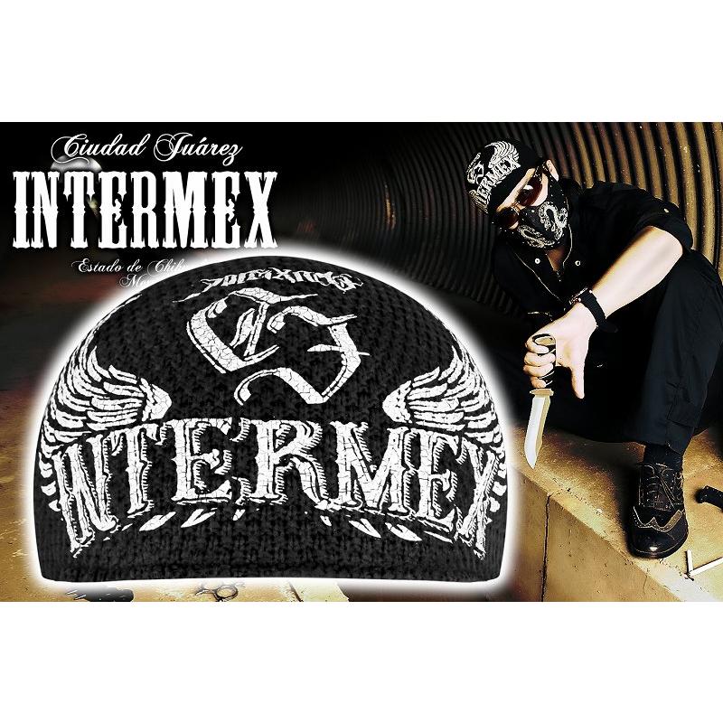 イスラムワッチキャップ 羽 黒 白 ニット帽 帽子 ギャング バイカー