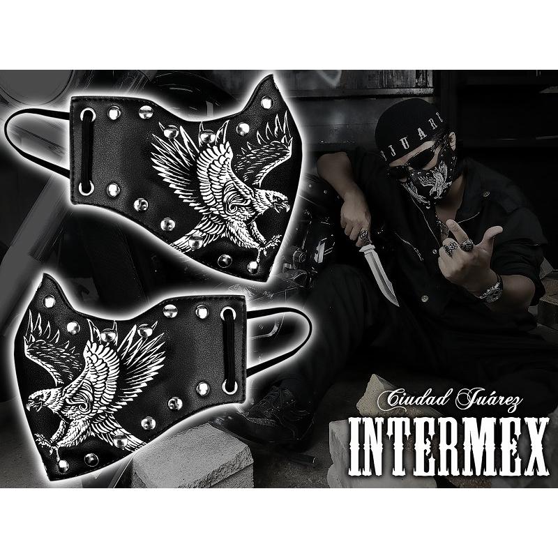 定形外郵便送料無料 カラスマスク INTERMEX ITM-034 鷹柄 プリント 黒