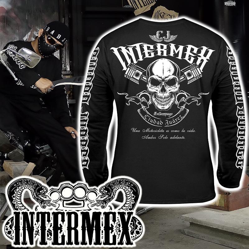 トップス 全3色 黒 赤 ベージュ 長袖 Tシャツ 服 メンズ ファッション Intermex スカル ロンt 黒 白 ギャング バイカー B系 Hiphop チカーノ ヤクザ オラオラ ドクロ Jvm1tkzicd Www Kbdav Ac In