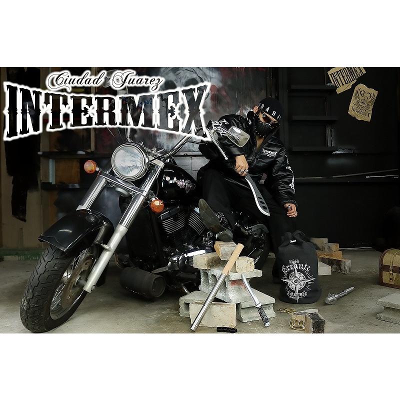 スカル柄 レザー調 中綿ジャケット INTERMEX ITM-083 メンズ