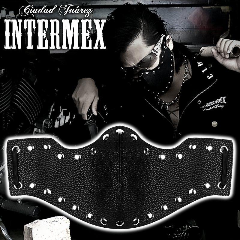 定形外郵便送料無料 カラスマスク INTERMEX itm-055 無地 黒 スタッズ