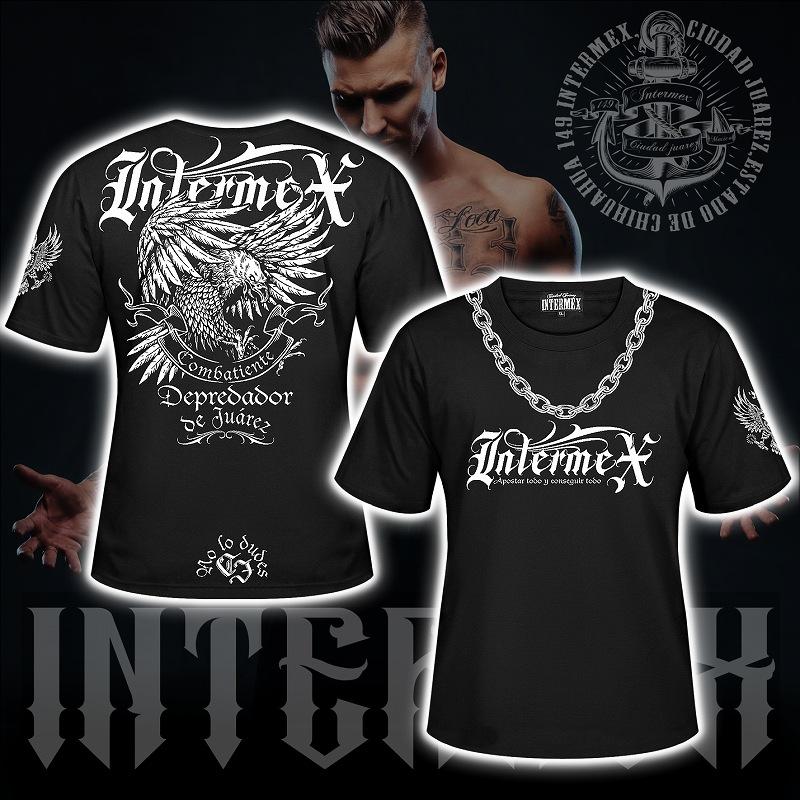 半袖 Tシャツ 服 INTERMEX (インターメックス) 鷲 鷹 itm-059 黒 白