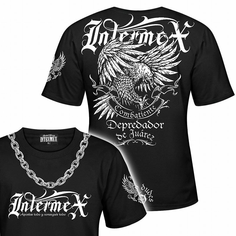 半袖 Tシャツ 服 INTERMEX (インターメックス) 鷲 鷹 itm-059 黒 白