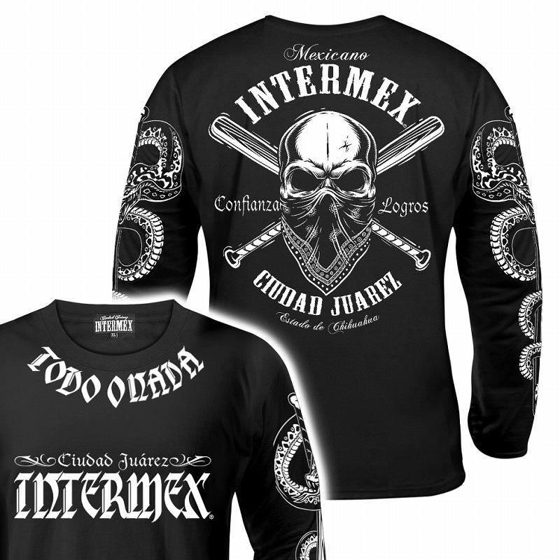 長袖 Tシャツ ロンT 服 INTERMEX インターメックス スカル itm-061 黒