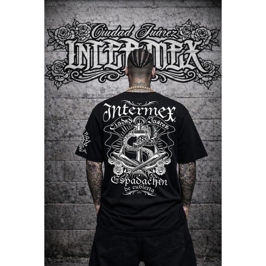 半袖 Tシャツ 服 INTERMEX コブラ柄 蛇 パイソン 碇 itm-073 黒 白
